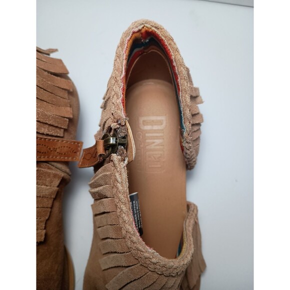 Dingo Tangles Western Bootie Women 7.5M Tan Suede Camel Beige Fringe Pull-on 7.5 - Picture 7 of 16